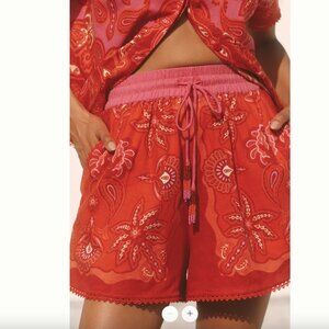 Farm Rio x Anthropologie Linen Blend Drawstring Shorts